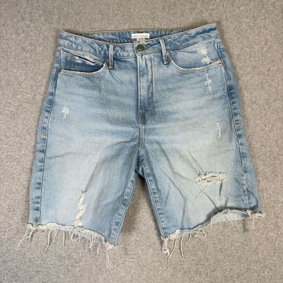 Good American Women's 4/27 Blue 695 Distressed Jean Shorts Jorts - Picture 1 of 8